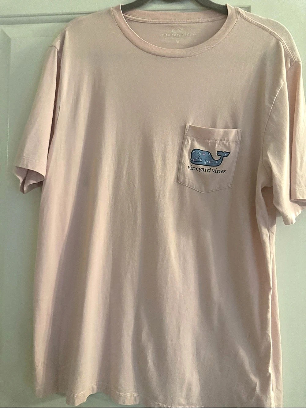 vineyard vines Short-Sleeve Vintage Whale Pocket T-Shirt Pink “shrimp cocktail”